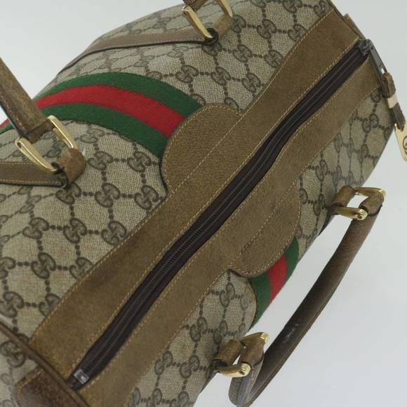 GUCCI Web Sherry Line GG Supreme Hand Bag Beige Red Green 39 018 4183 Auth ai754 - Picture 6 of 16